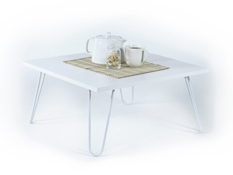 Masuta de cafea Mingitav Illia, 60 x 60 x 29 cm, PAL/metal, alb