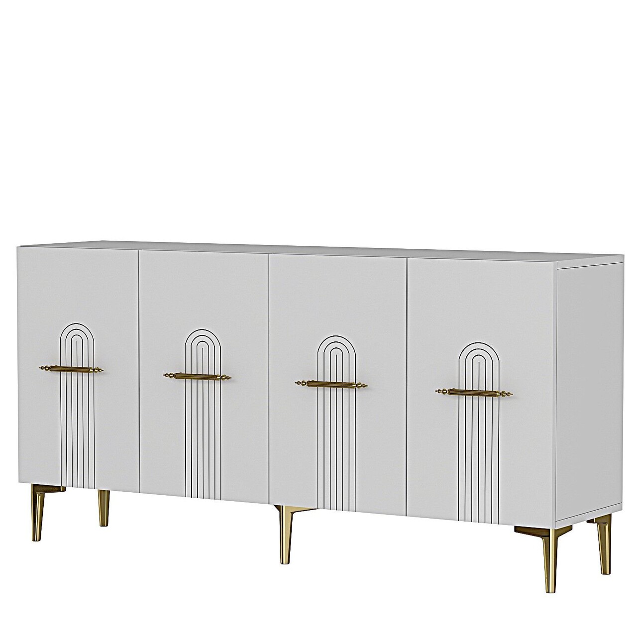 Consola, Hanah Home, Ida 150, 150x75x32 cm, Alb/Auriu - view 6