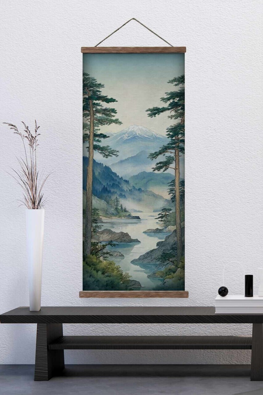 Tablou decorativ, ARTJPNPSTRDK19, Lemn masiv, Pictura pe canvas, Multicolor