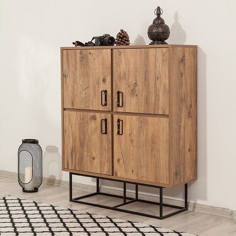 Bufet quantum solo, sapphire, 93x36x115 cm, natural/negru