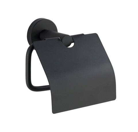 Suport pentru hartie igienica, wenko, bosio, 15 x 7 x 13.5 cm, inox, negru