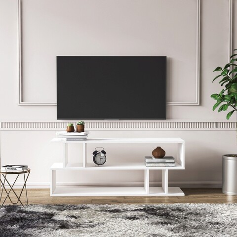 Comoda tv, minima, piramide, 120x49.5x35.2 cm, alb