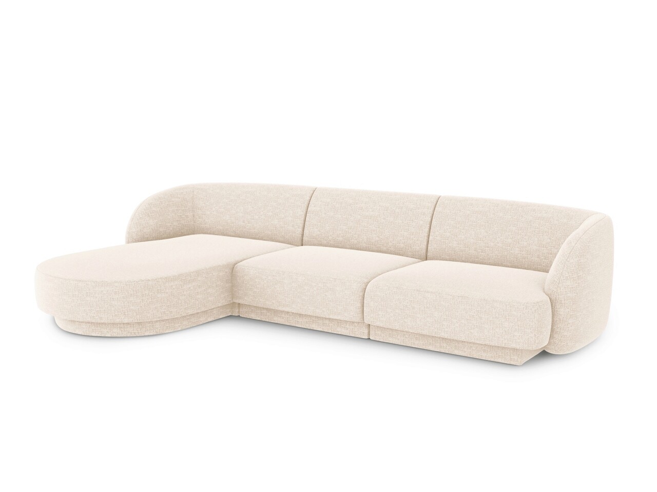 Coltar stanga 4 locuri, Miley, Micadoni Home, BL, 259x155x74 cm, poliester chenille, bej deschis - 1 | YEO