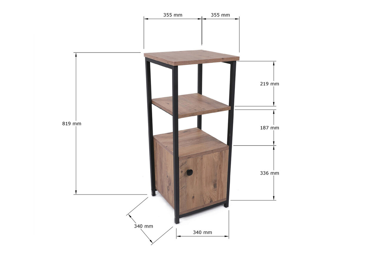 Corp biblioteca, Puqa Design, Stil, 35.5x81.9x35.5 cm, PAL, Maro