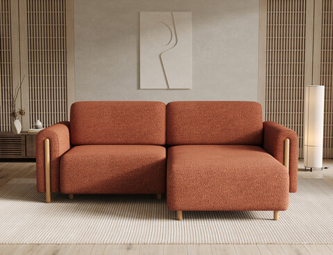 Coltar extensibil dreapta 3 locuri ELTAP, RT-O-30JAF, Acossta, 244x154x95 cm, lemn/poliester, caramiziu/natur