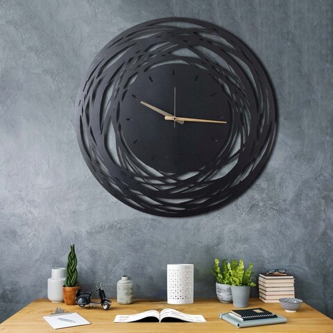 Ceas de perete, lines xl, metal, dimensiune: 70 x 70 cm, negru