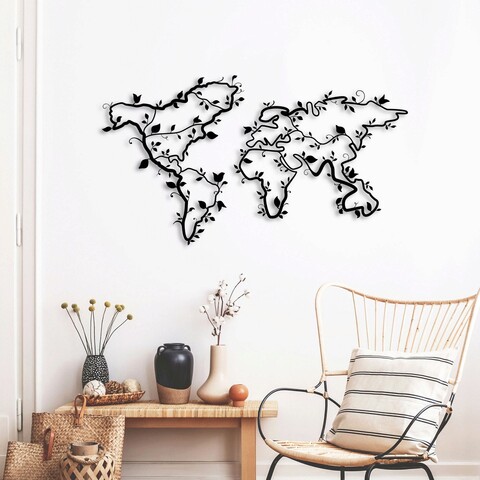 Decoratiune de perete, ivy world, metal, dimensiune: 61 x 110 cm, negru
