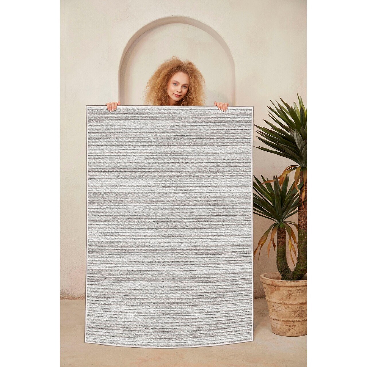Covor, Eexfab839-Klm, 160x230 cm, Bej / Gri — imaginea 3