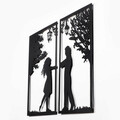Decoratiune de perete, Meeting With Love, Metal, 34 x 66 cm, 2 piese, Negru