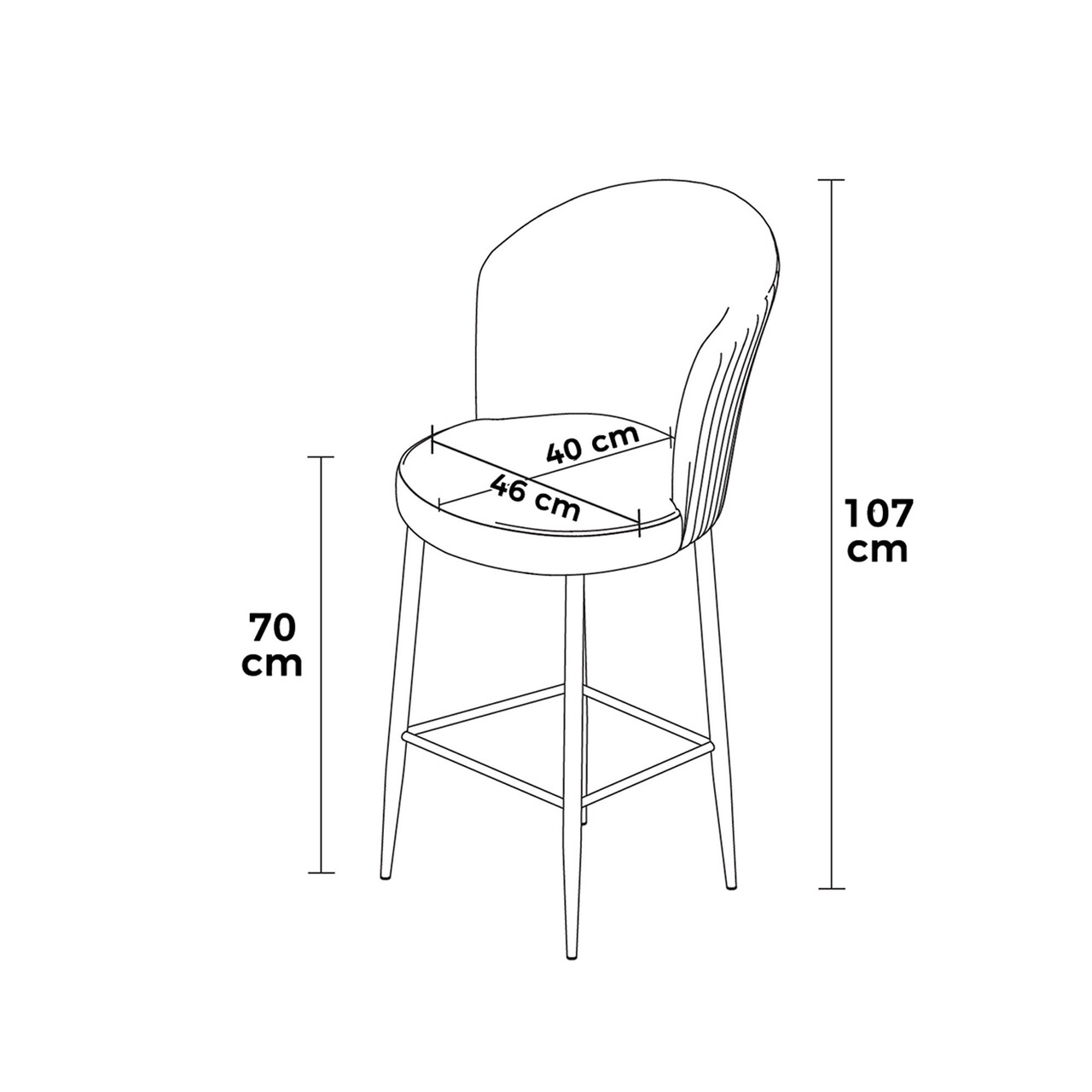 Set scaun de bar (2 bucăți), Charlotte, Uras, Metal, Gri/Alb