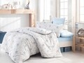 Lenjerie de pat dubla Karin, Majoli Home Collection, 4 piese, 200x220 cm, 100% bumbac ranforce, albastru