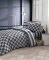 Lenjerie de pat pentru o persoana, Kareli Saten - Black, EnLora Home, 70% bumbac/30% poliester