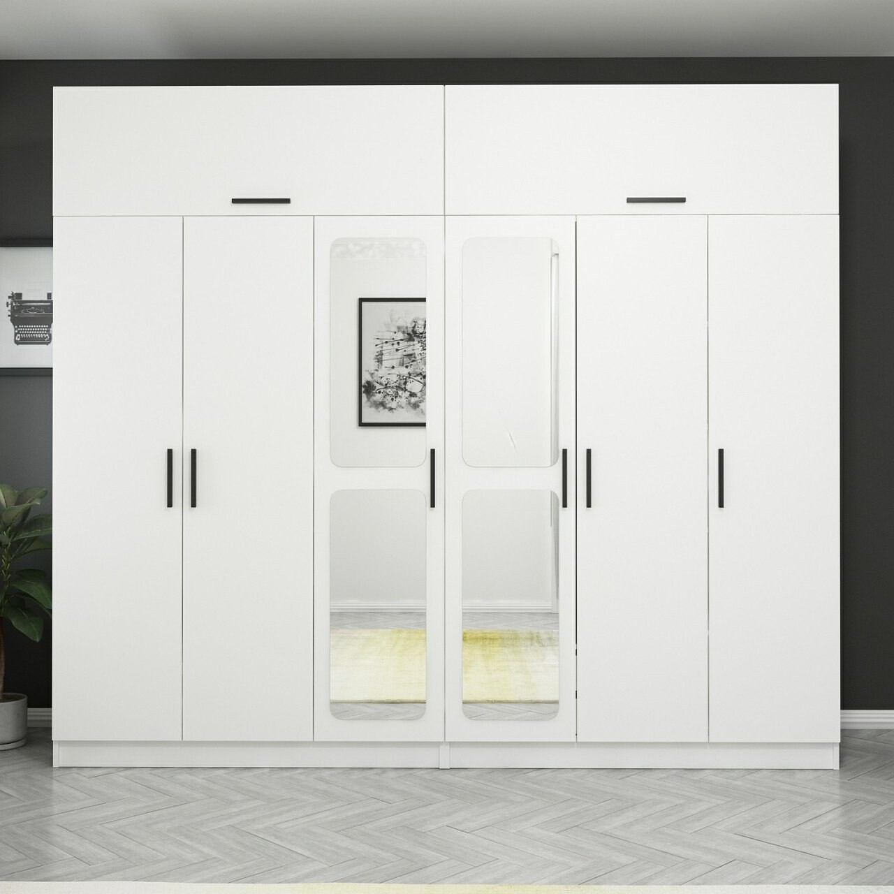 Dulap pentru haine, Minerva, Kale, 270x255x52 cm, PAL, Alb - 1 | YEO