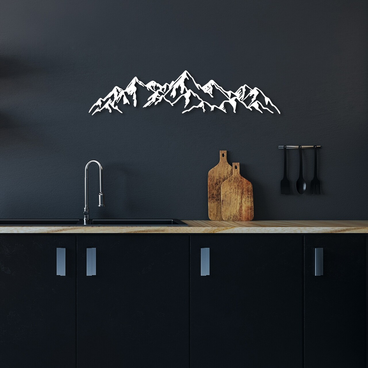 Decoratiune de perete, Mountain View, Dimensiune: 62 x 14 cm, Alb - view 2