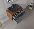 Dulap de baie cu chiuvetă, Hanah Home, Craft 80, Nuc / Antracit