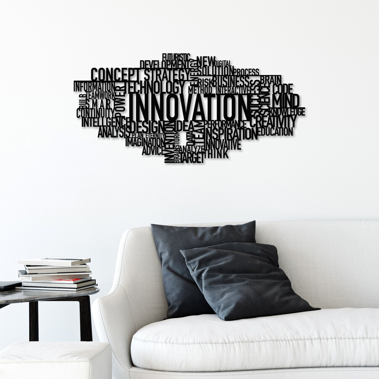 Decoratiune de perete, Innovation, Dimensiuni: 86 x 41 cm, Negru — imaginea 3