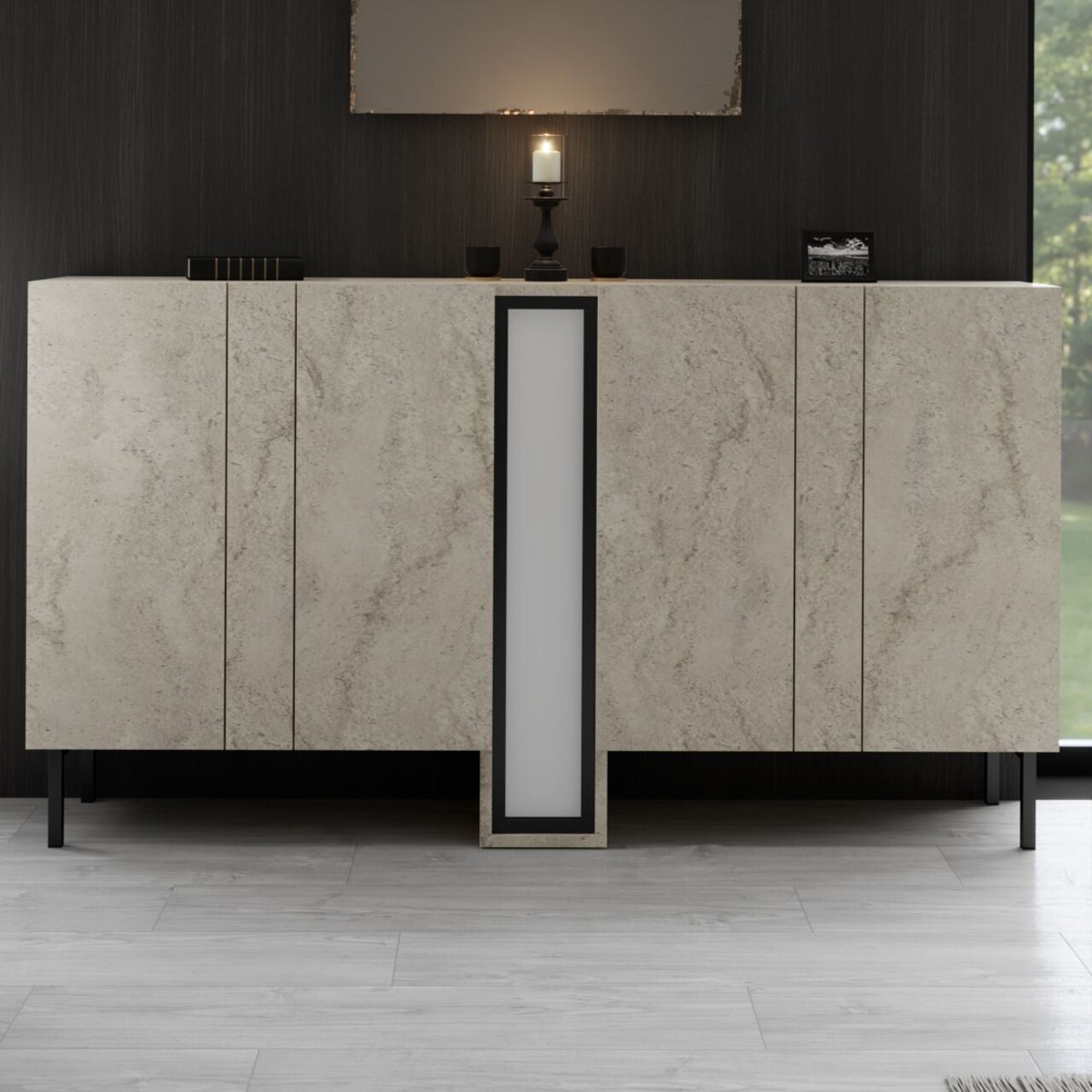 Consola, Hanah Home, Nova, 155x85x32 cm, Travertin - view 2