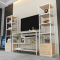 Comoda TV, Retricy, Robbins, 198x39x160 cm, PAL, Stejar alb