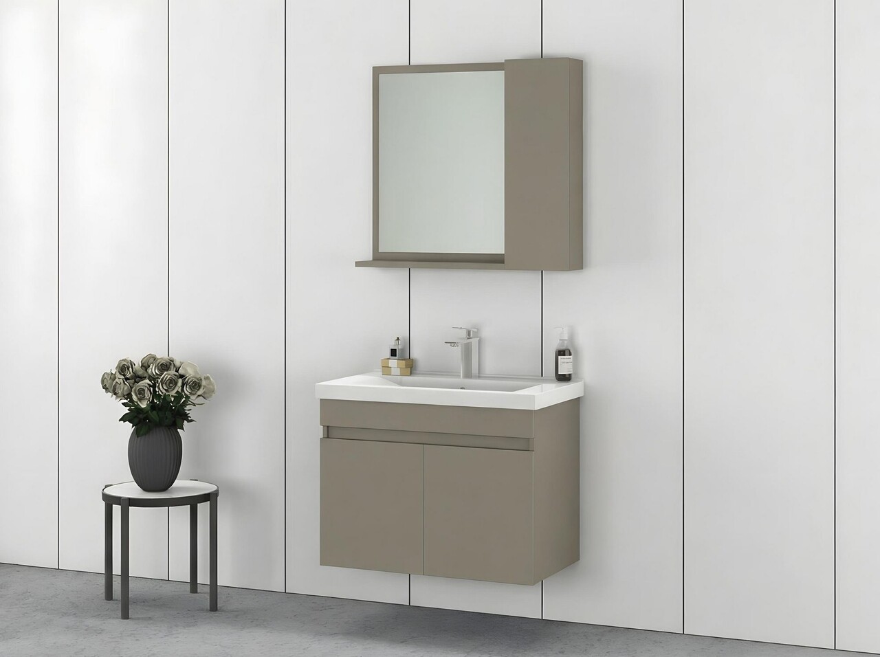 Set mobilier de baie (2 piese), Hanah Home, Amore 80, Latte - view 2