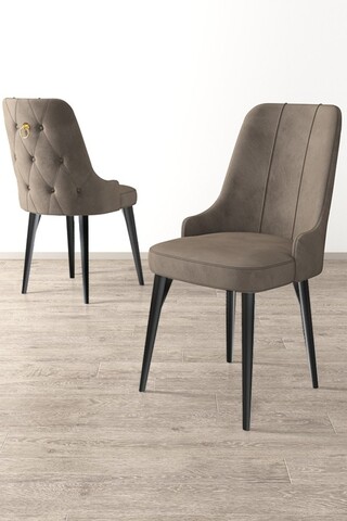 Set scaune 2 piese, Charlotte, Newa, Cappuccino / Negru