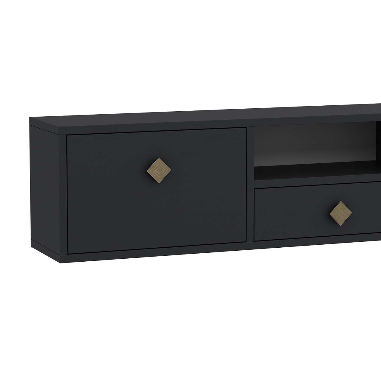Comoda TV, Hanah Home, 1305-DROP-1, 140x30x30 cm, PAL , Antracit / Aur - view 5