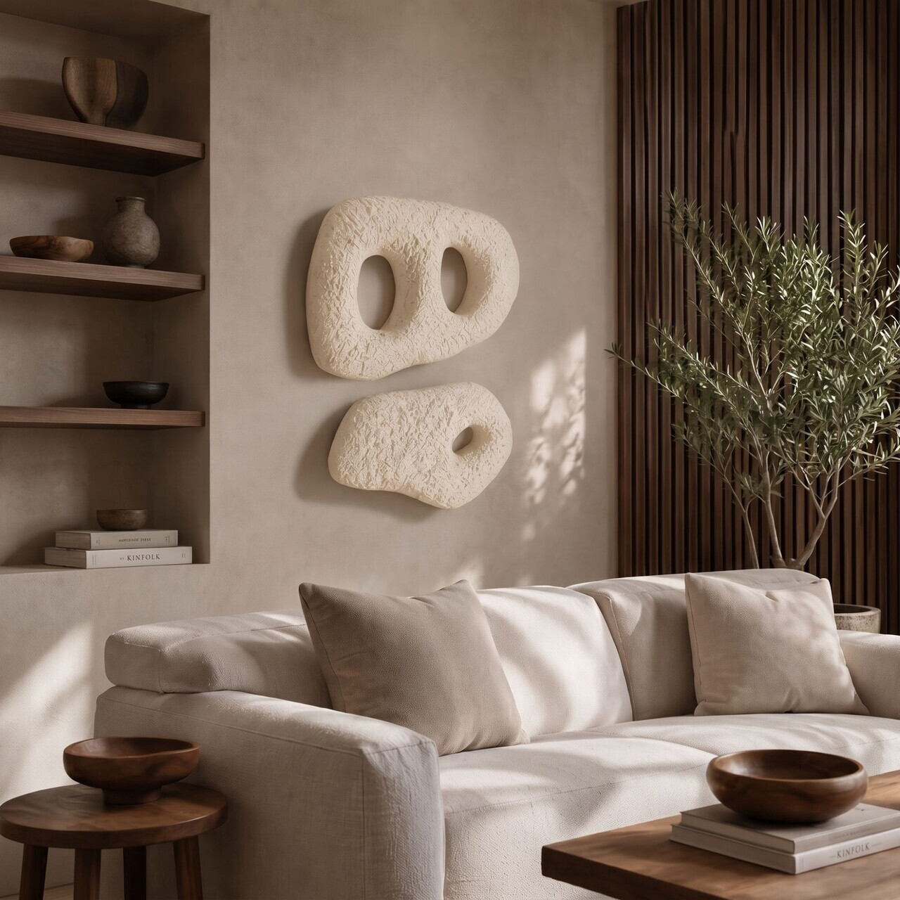 Set de accesorii decorative pentru perete, Myk3094, BETON CARBON, Dimensiunea obiectului 1: 28 x 39 cm, Aproape alb