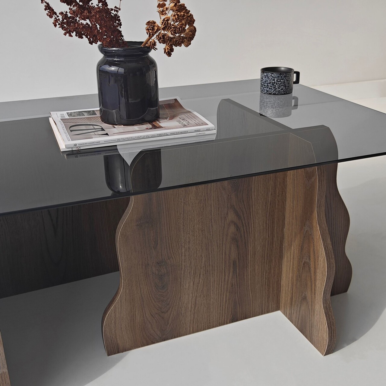 Masuta de cafea, Hanah Home, Canyon, 105x40x65 cm, Nuc / Fume - view 7