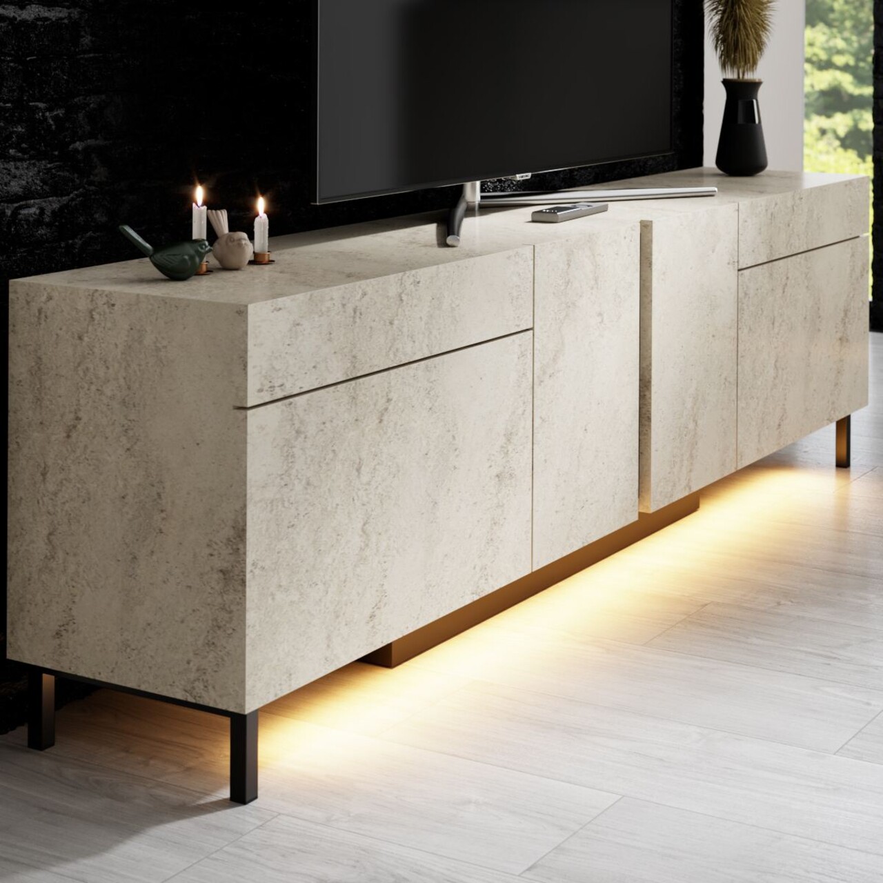 Comoda TV, Hanah Home, Paris, 180x50x32 cm, Travertin - imagine 4