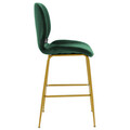 Scaun de bar Impel, Pakoworld, 46x51x99 cm, metal/catifea, auriu/verde inchis