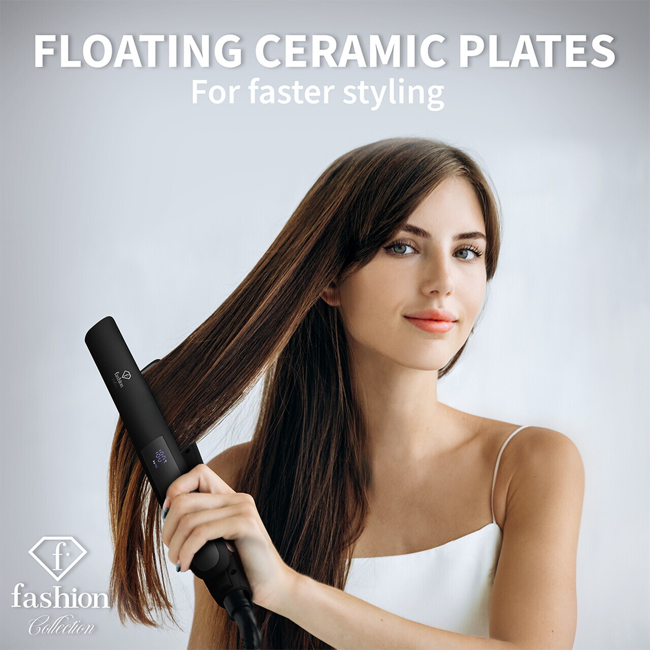 Placa de par Fashion TV, Matte Black-Rose Gold, 50W, 210°C, invelis ceramic, negru - imagine 8