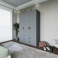 Dulap pentru haine, Miwood, Yaman Luna 1600-037, 120x181x45 cm, PAL, Gri
