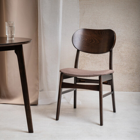 Scaun Nergu, Homla, 46x54.2x80 cm, poliester/lemn, maro inchis/bej