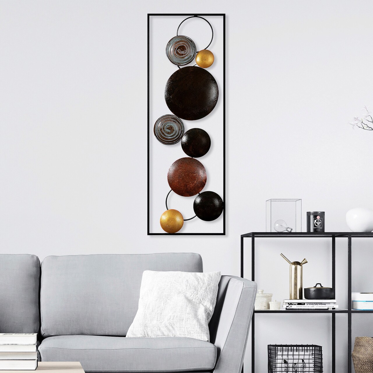 Decoratiune de perete, Textured, Metal, 90 x 32 x 4 cm, Multicolor - 1 | YEO