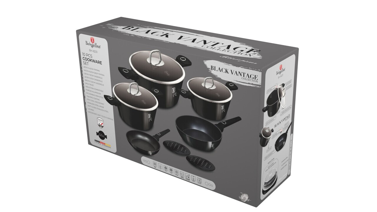 Set pentru gatit Berlinger Haus, Black Vantage, 10 piese, aluminiu forjat, negru lucios - imagine 9