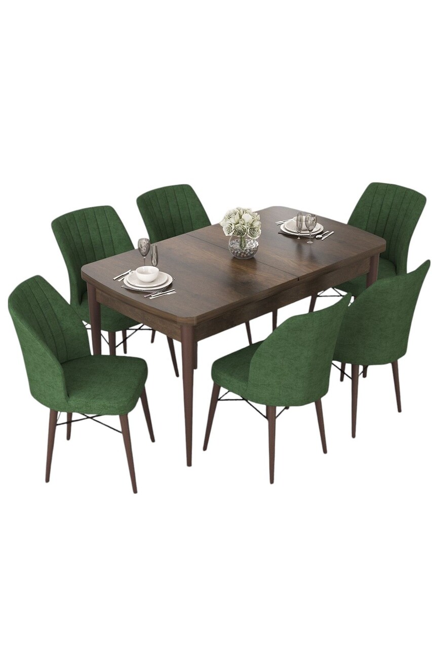 Set masa extensibila si scaune, Hanah Home, Nef, Baroc / Kaki - view 2