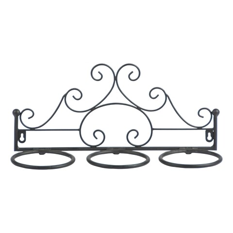 Suport pentru ghiveci, esschert, flower triple, 15.1 x 43.1 x 18.7 cm, fier, negru