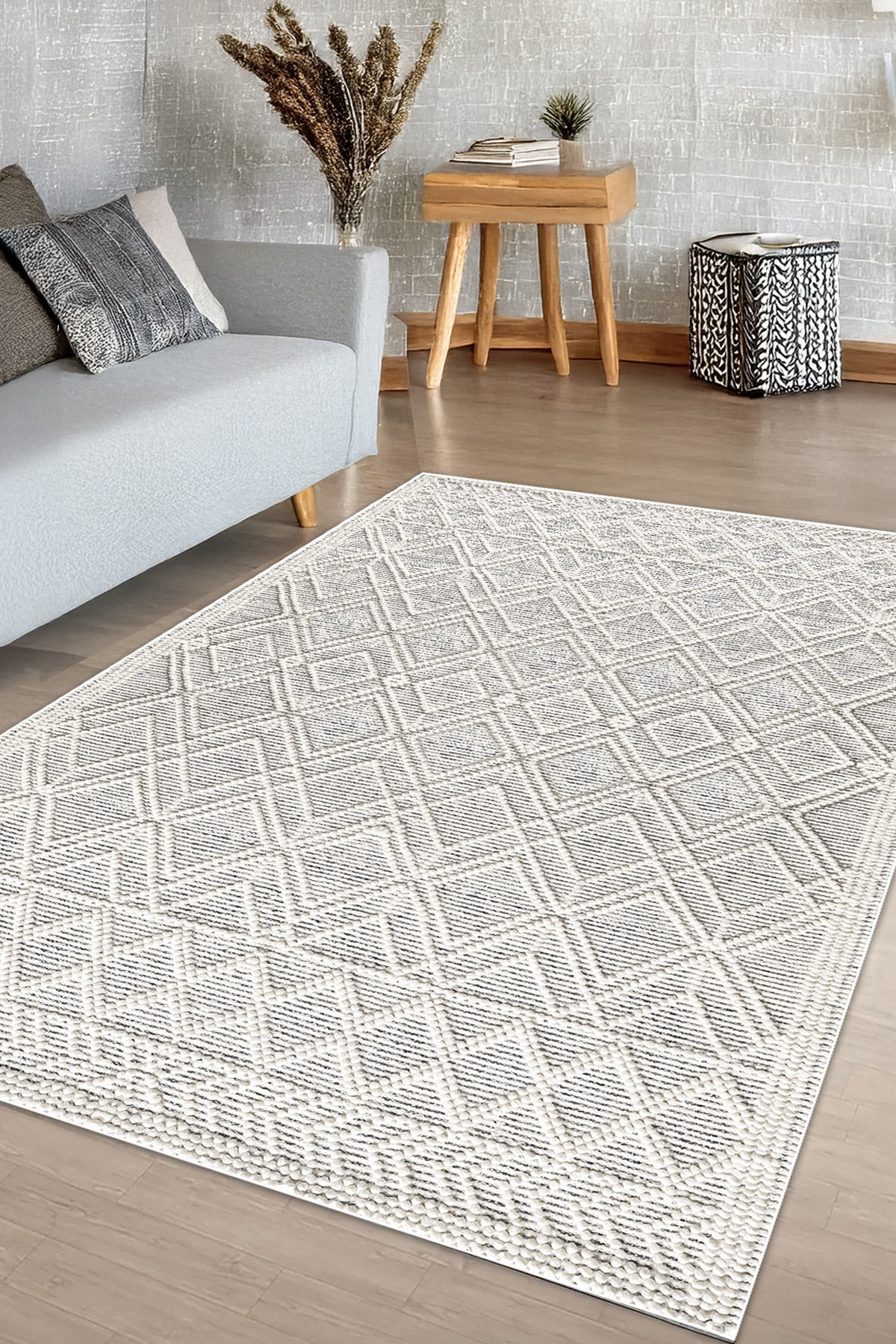 Covor, CLR-7327-HALI-48, 80x200 cm, Poliester, Gri