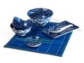 Set pentru sushi, 9 piese, Oriented Sushi Blue Flower, Excelsa, portelan/bambus