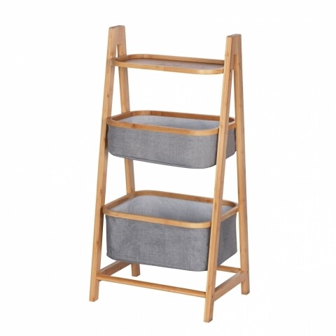 Poza Organizator pentru baie cu 2 compartimente, Bahari, Wenko, 91 x 44 cm, lemn/poliester/bumbac, gri/natur