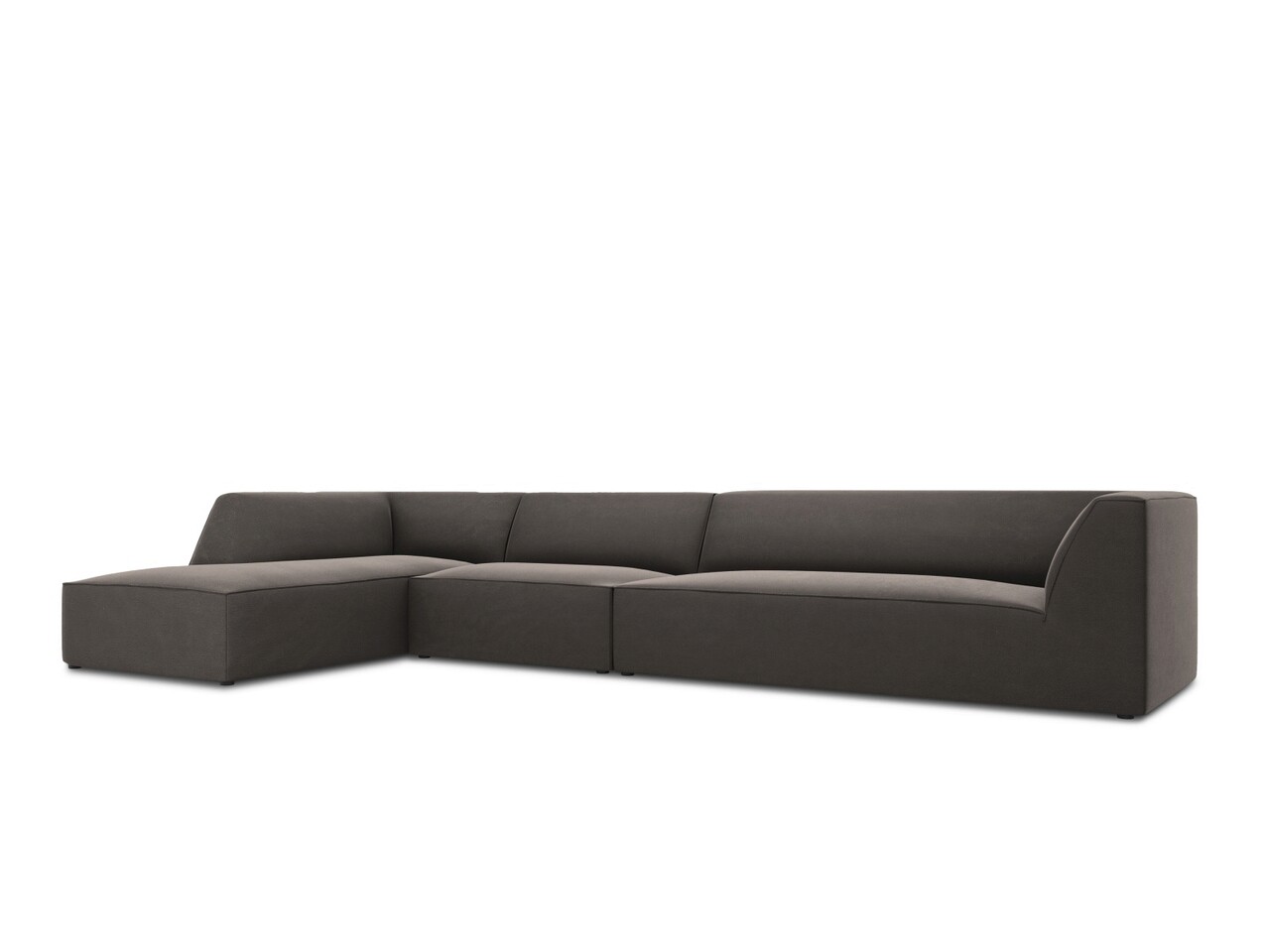 Coltar stanga 5 locuri, Ruby, Micadoni Home, BL, 366x180x69 cm, catifea, gri inchis - 1 | YEO