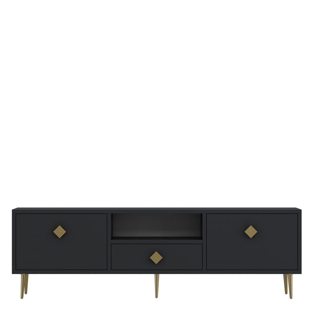 Comoda TV, Hanah Home, 1308-DROP-1, 140x45x30 cm, PAL , Antracit / Aur - view 3