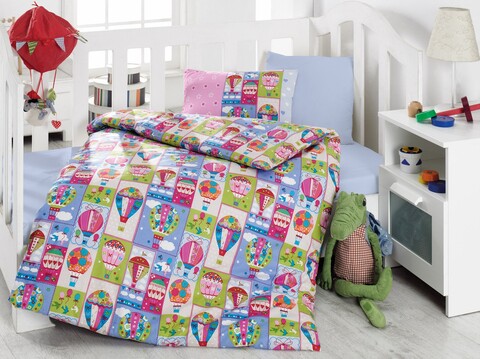 Lenjerie de pat pentru copii, 4 piese, 100×150 cm, 100% bumbac ranforce, Cotton Box, Ucan Balon, roz Lenjerie de pat pentru copii, 4 piese, 100×150 cm, 100% bumbac ranforce, Cotton Box, Ucan Balon, roz