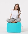 Taburet puf, Square Pouf, Ferndale, 45x45 cm, poliester impermeabil, turcoaz