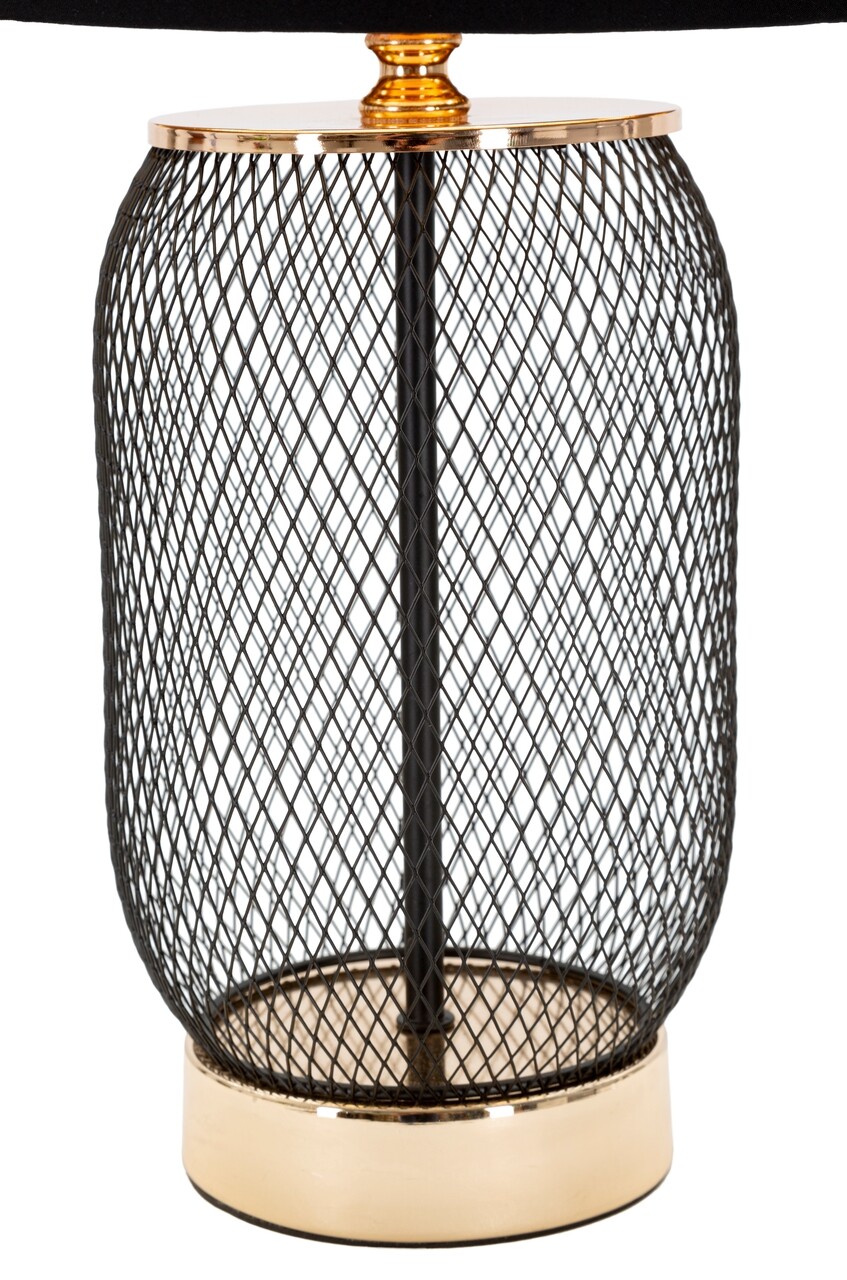 Veioza, Mauro Ferretti, Chaine, 220 V, E27, max 40W, Ø 28 x 47 cm, fier/hartie/textil, negru/auriu