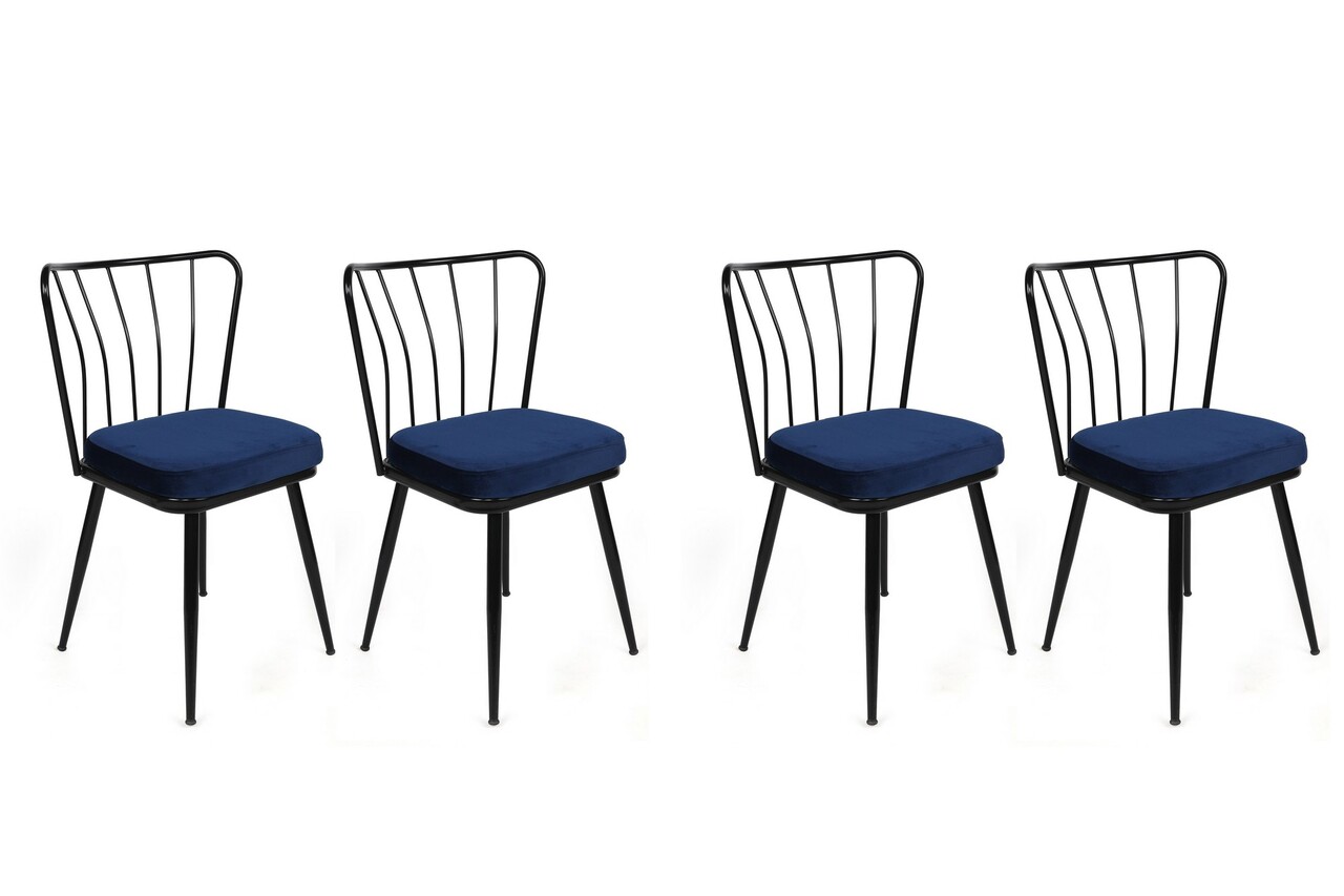 Set de scaune, Nmobb, Yıldız-944 V4, Metal, Albastru închis / Negru /