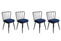 Set scaune 4 piese, Nmobb, Yıldız-944 V4, Metal, Albastru închis / Negru / 