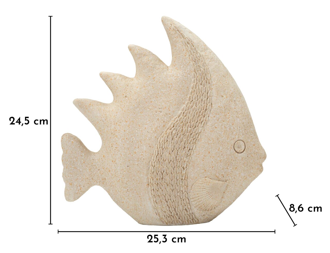 Decoratiune, Mauro Ferretti, Fish, 25.3x8.6x24.5 cm, polirasina, bej - imagine 7