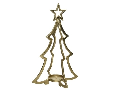 Suport pentru lumanare Tree, Decoris, 27x27x39 cm, aluminiu, auriu