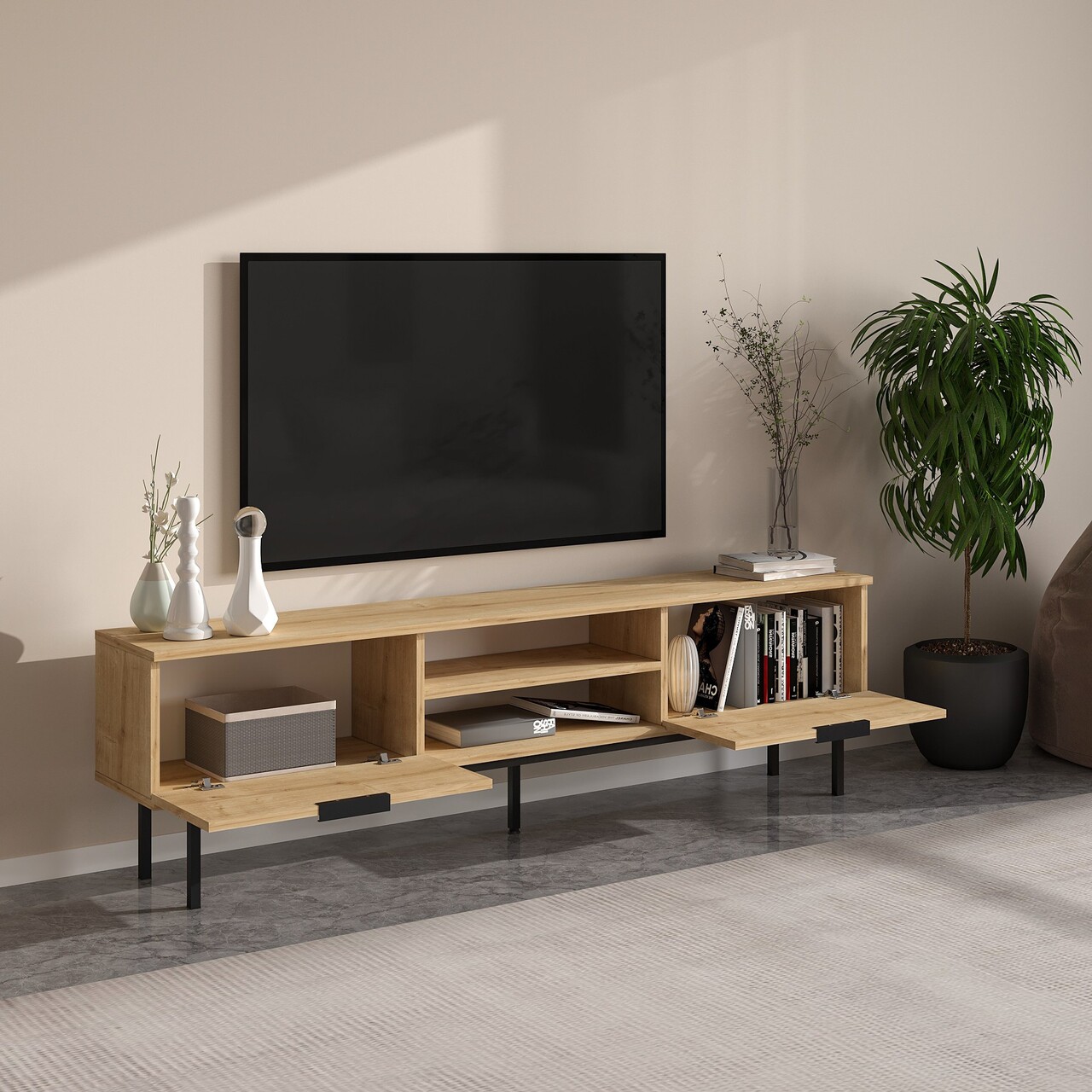 Comoda TV, Odessa, Paul, 180x50x29.6 cm, Maro - 2 | YEO