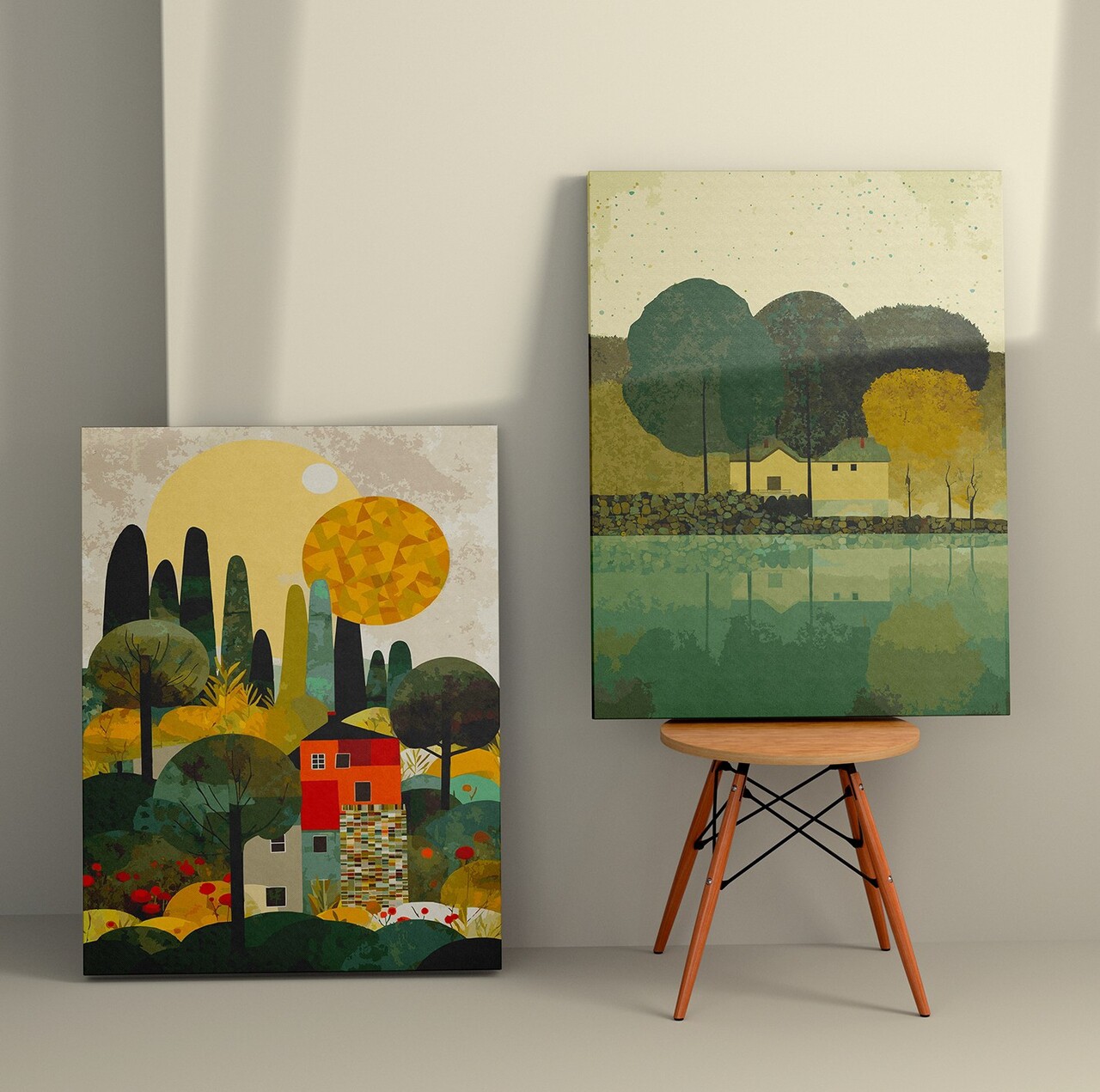 Set 2 tablouri decorative 2KNV4339 Lemn Multicolor